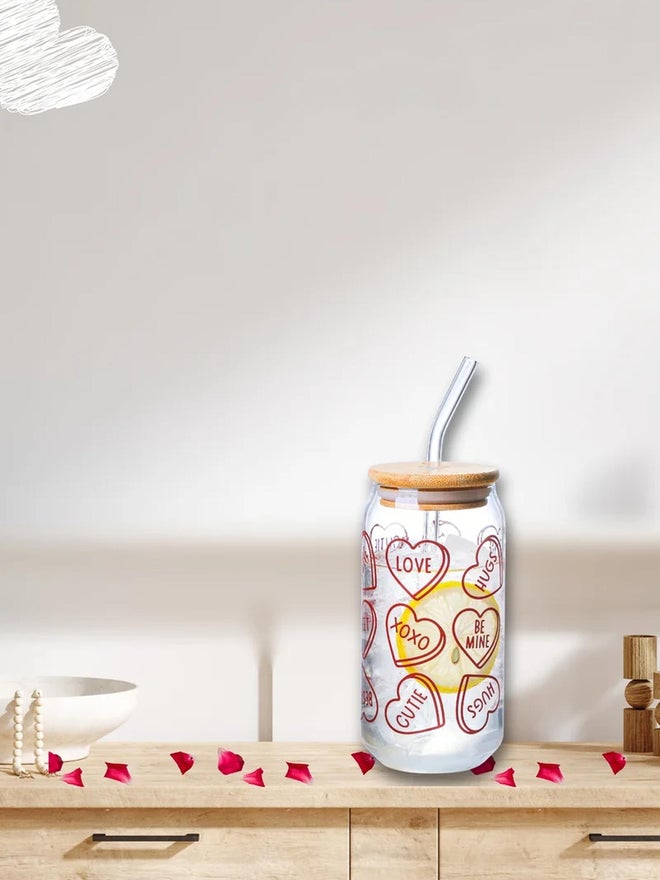 1CHASE Set of 2 - Valentine-Themed Borosilicate Sipper Glass 350ml - Image 3